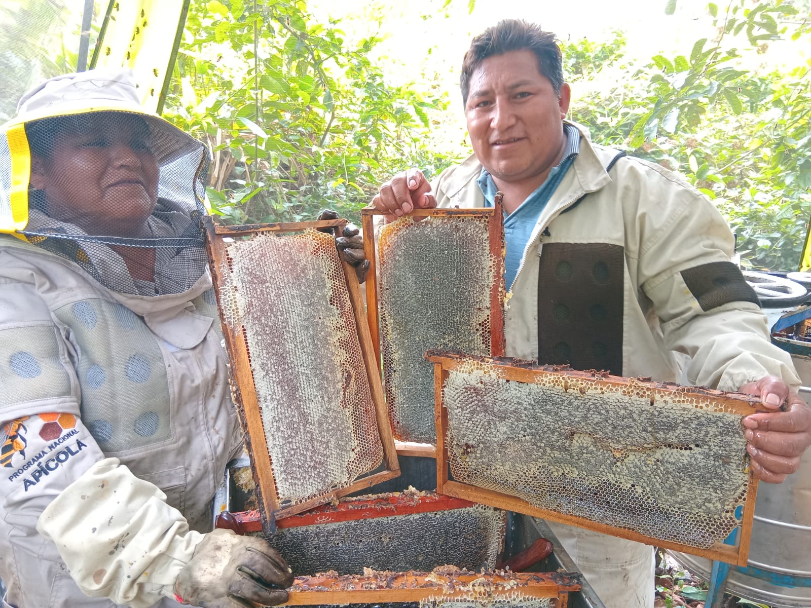 Visita a ASAEY: Productores mostrando los panales